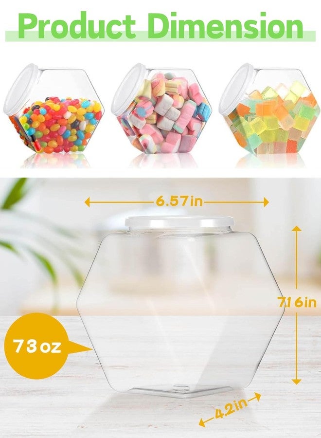 Glazeal 4pcs Plastics Candy Jars 72 oz with Lid & Spoons, 2200ml Hexagon Plastic Cookie Jars Set Clear with Labels& Pen for Candy, Buffet, Coffee Holder Food Storage - Image 2